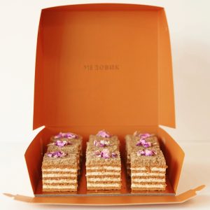 box of nine all original mini honey cakes (medovik)